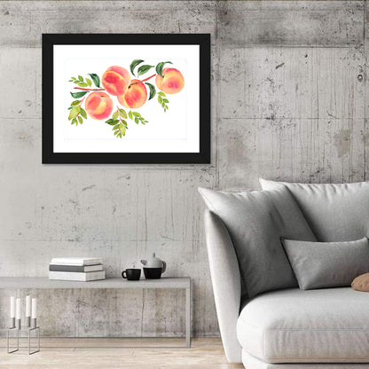 Watercolor Peach Branch Wall Art