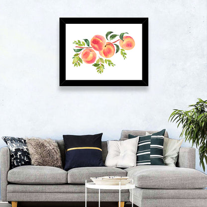 Watercolor Peach Branch Wall Art