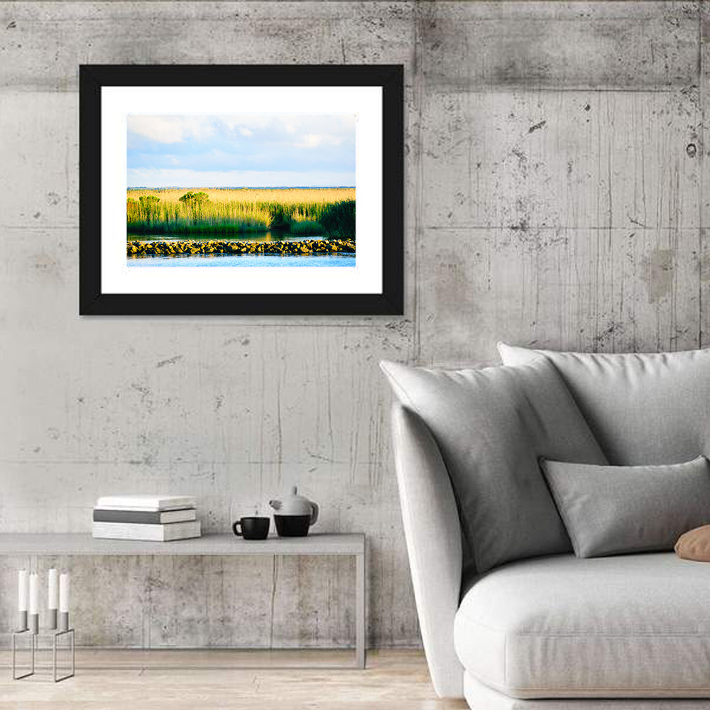 Louisiana Bayou Marsh at Golden Hour Wall Art in a room, landscape