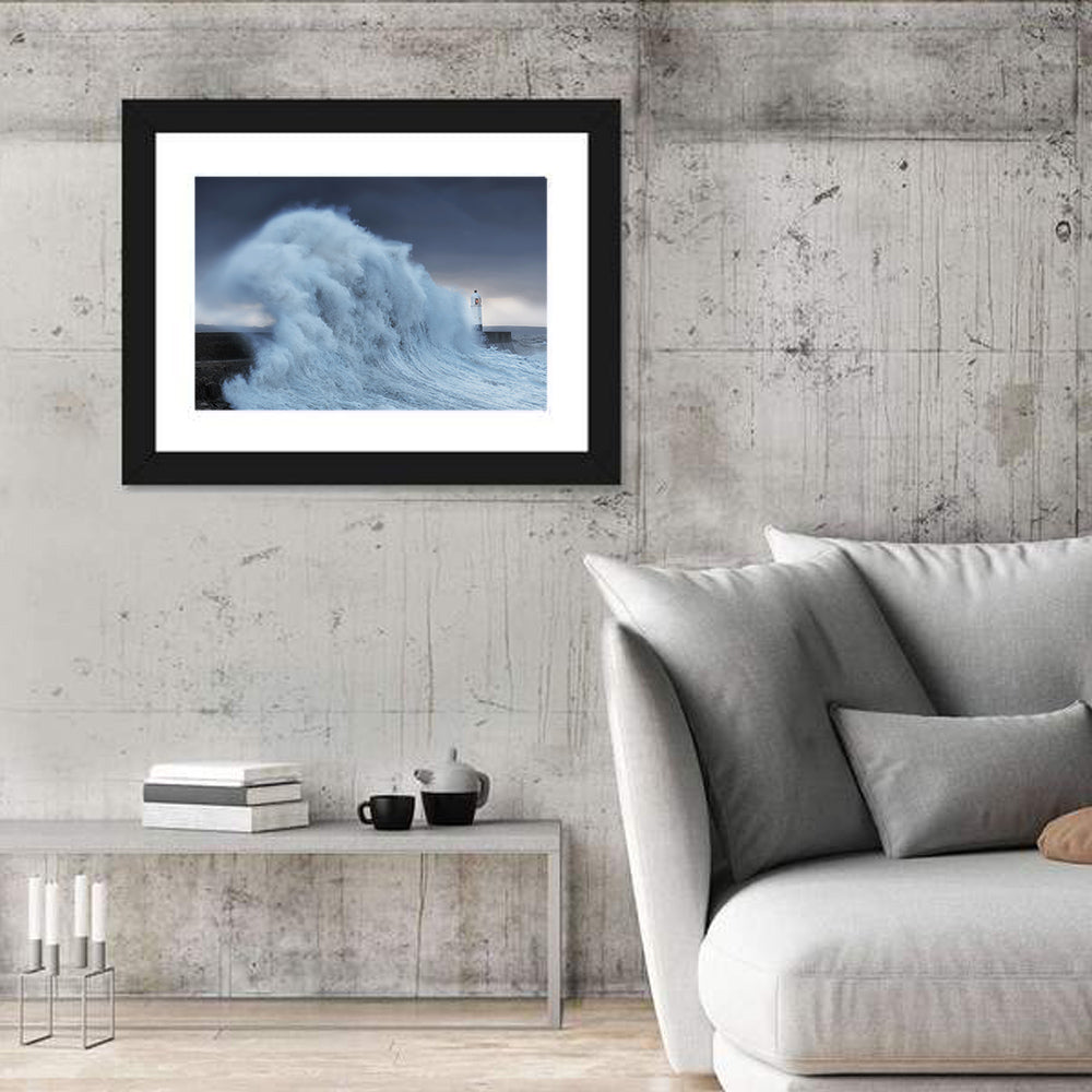 Lighthouse in a Sea Storm Wall Art