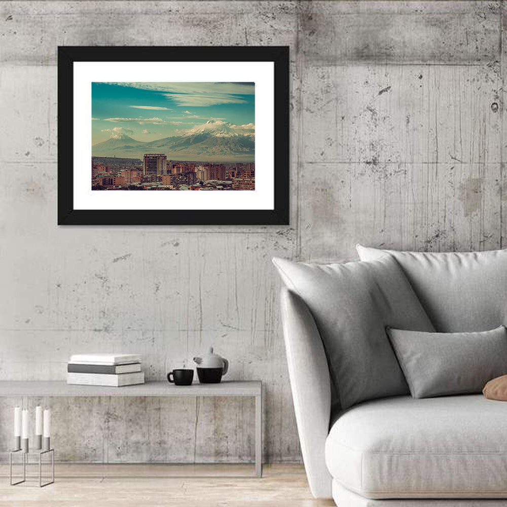 Yerevan Skyline with Mount Ararat Wall Art in a room, landscape
