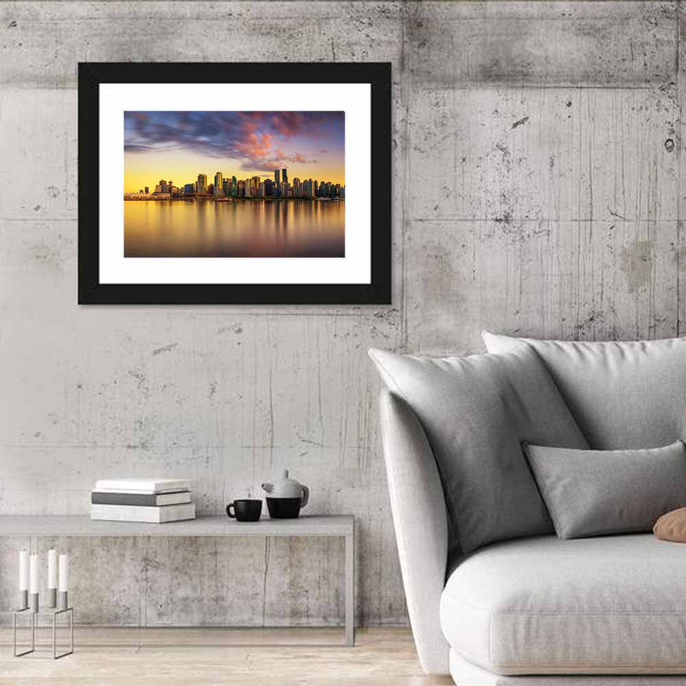 Coal Harbour Sunset, Vancouver Wall Art in a room, landscape