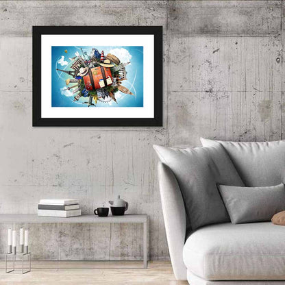 Suitcase and World Landmarks Montage Wall Art