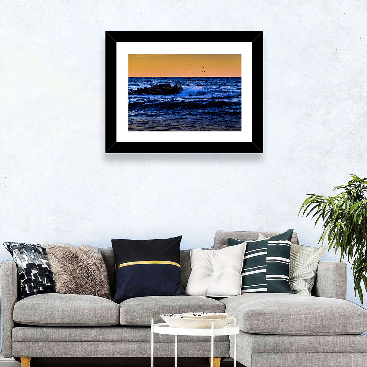 Marmara Sea Waves at Sunset Wall Art