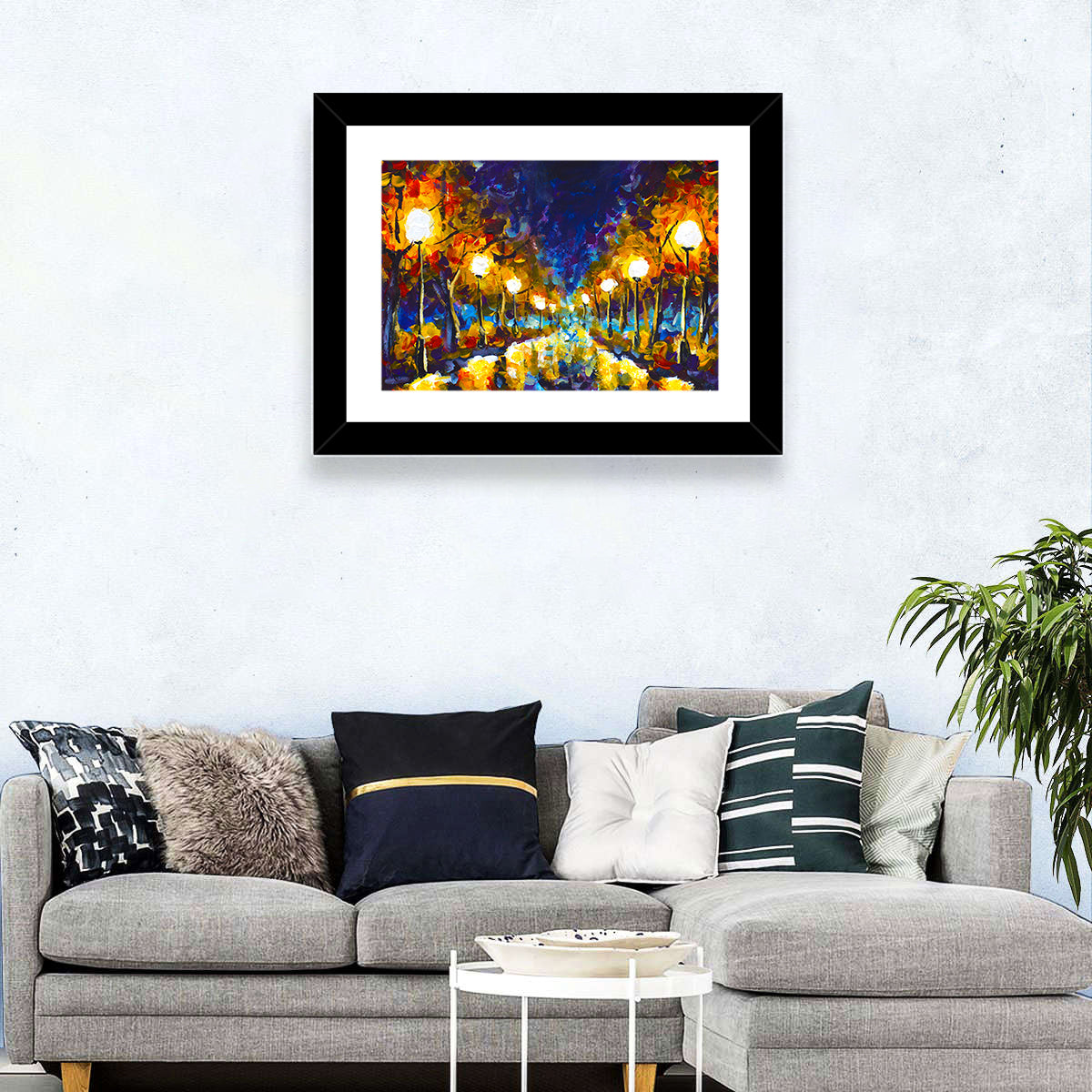Autumn Evening Park Path Wall Art in a room, landscape