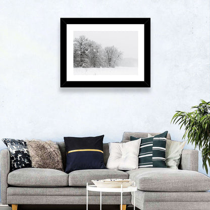 Snow-covered Trees in Fog Wall Art