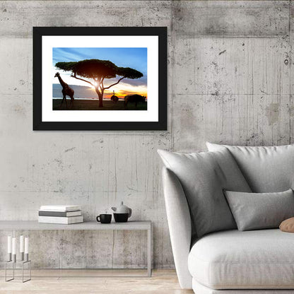 Savanna Silhouettes at Golden Hour Wall Art