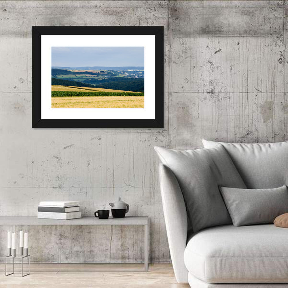 Village Grainfields Wall Art in a room, landscape