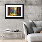 Sunlit Autumn Pine Forest Wall Art