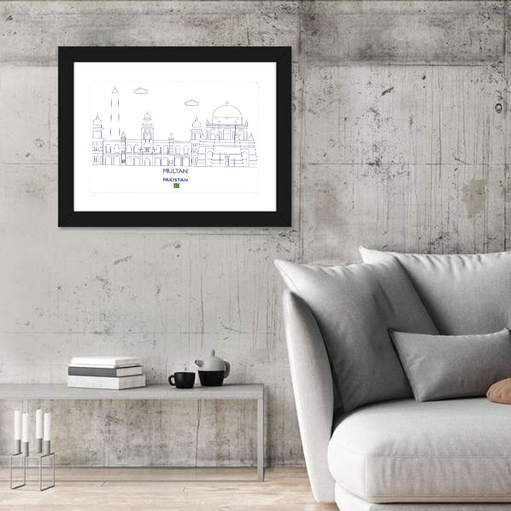 Multan Skyline with Shah Rukn-e-alam Wall Art in a room, landscape
