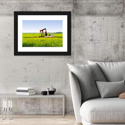 Rusty Pumpjack in Yellow Canola Field Wall Art