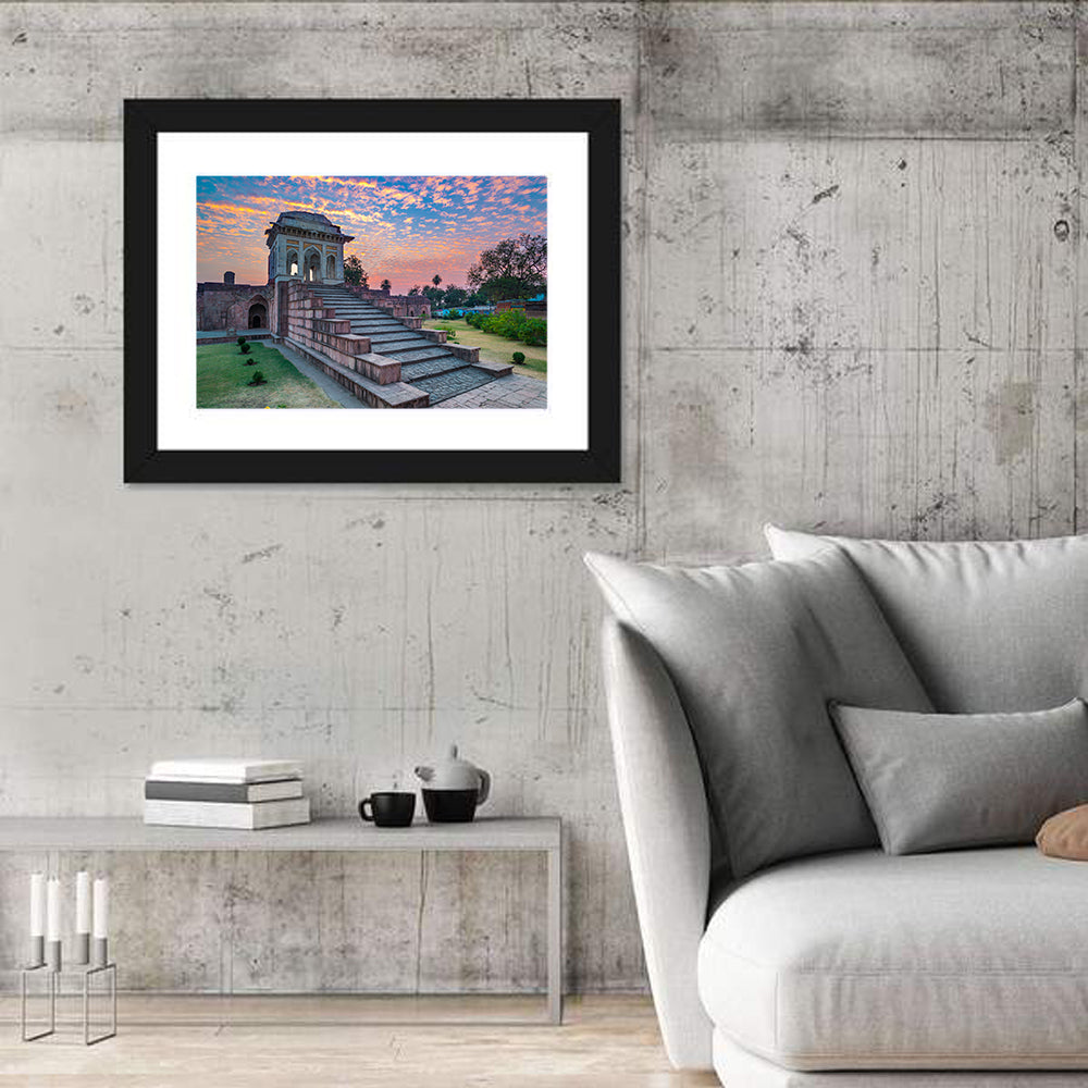 Jahaz Mahal Staircase at Sunset Wall Art in a room, landscape