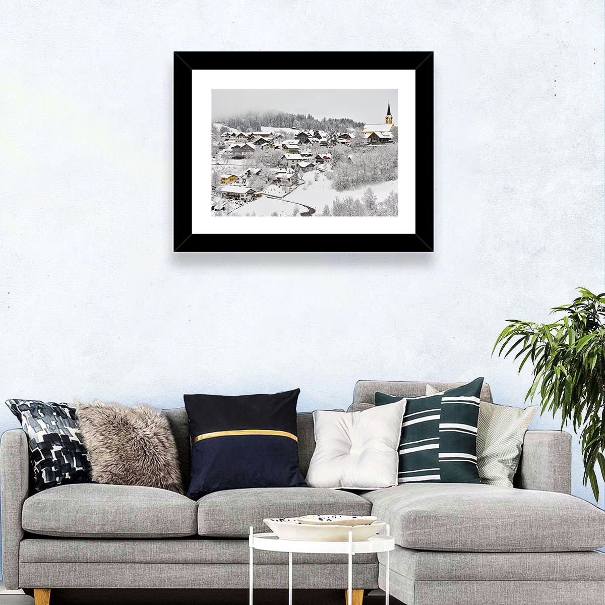 Oberstaufen Winter Village Wall Art