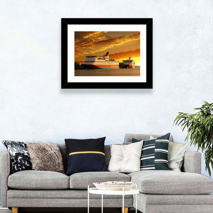 Red-hulled Cruise Ships at Dusk Wall Art