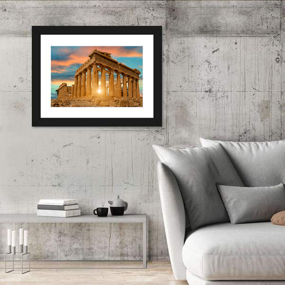 Parthenon at Sunset Wall Art in a room, landscape