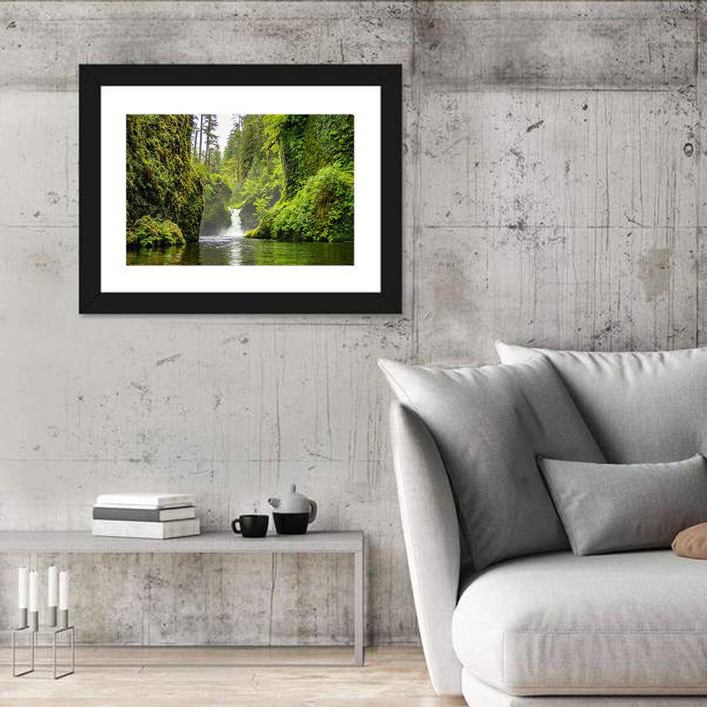Punch Bowl Falls, Cascade Locks Wall Art in a room, landscape