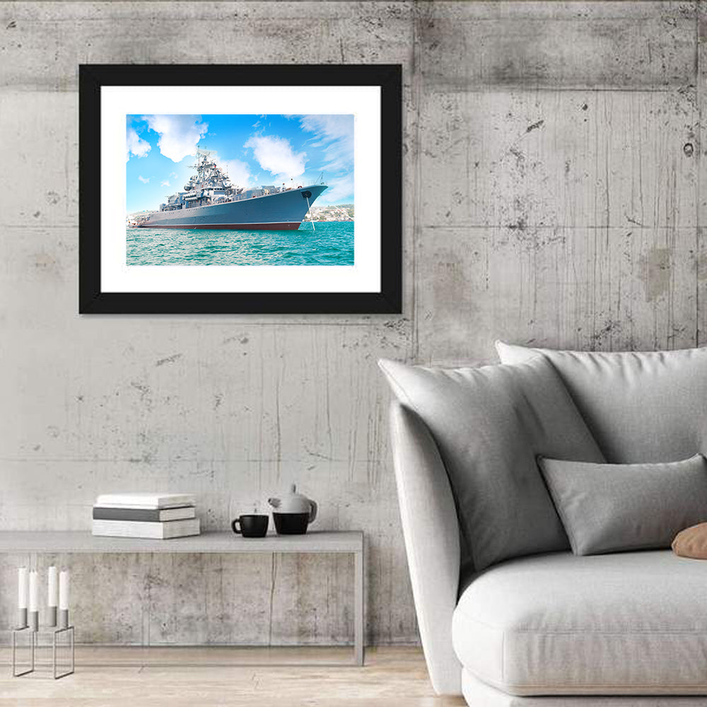 Navy Warship Hull Study Wall Art in a room, landscape