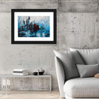 Rainy Abstract Skyline Reflection Wall Art