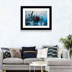 Rainy Abstract Skyline Reflection Wall Art