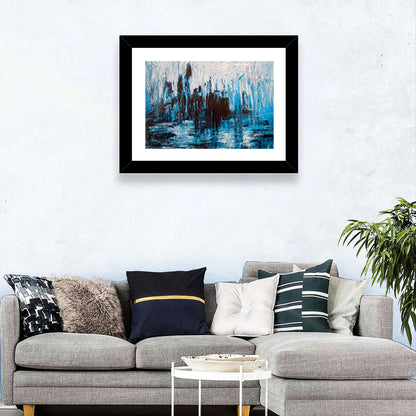 Rainy Abstract Skyline Reflection Wall Art