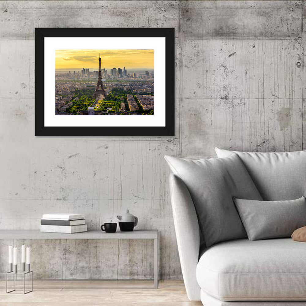 Eiffel Tower at Golden Hour Wall Art in a room, landscape