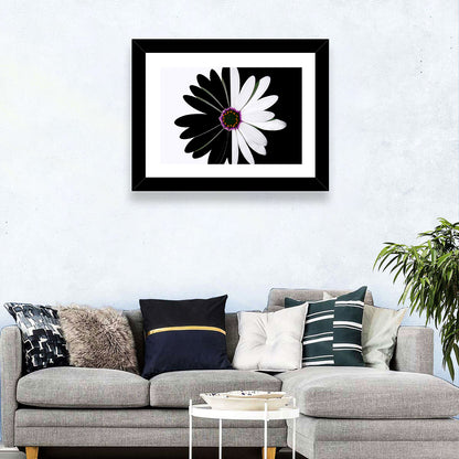 Black and White Daisy with Purple Ring Wall Art