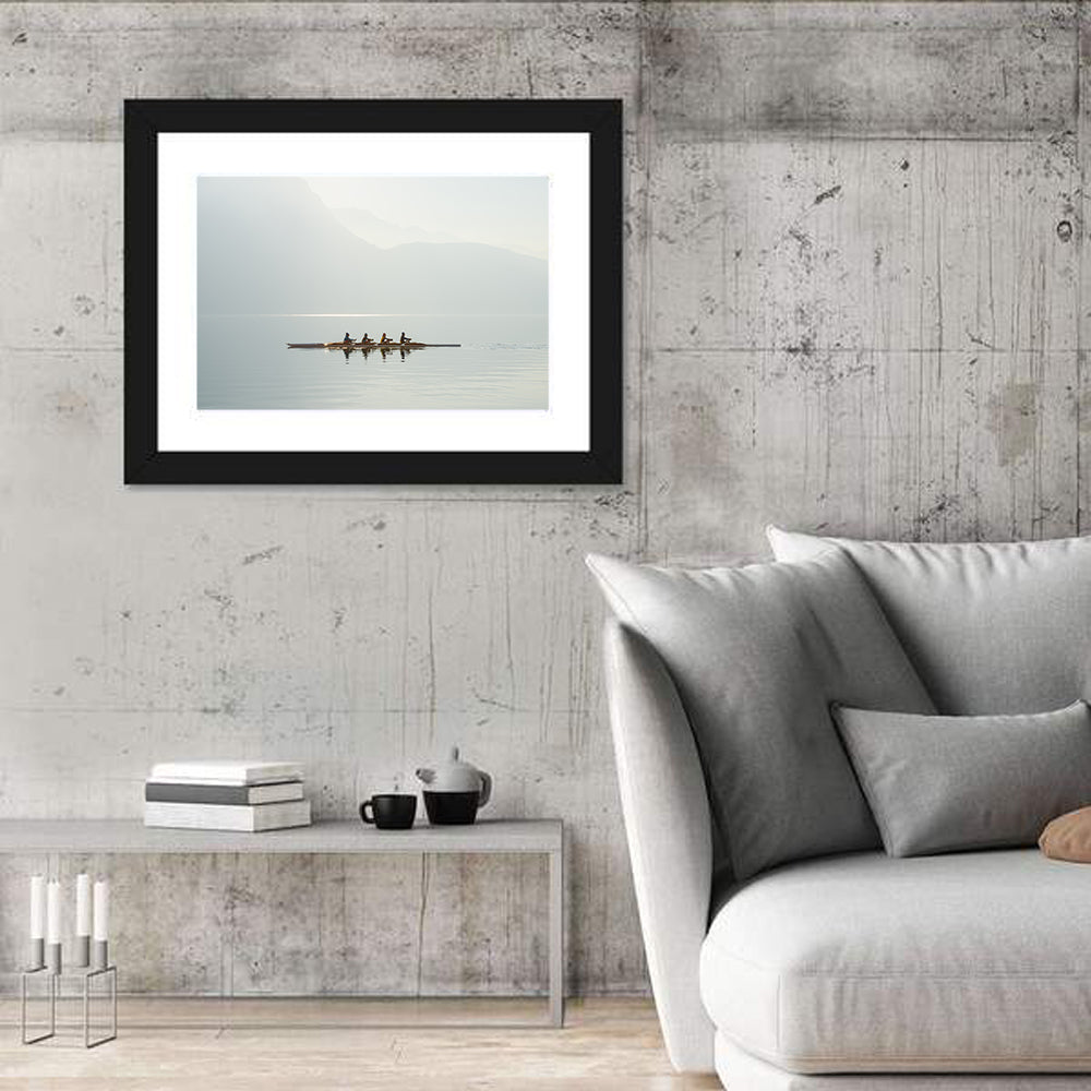 Four Rowers on Lake Lugano Wall Art in a room, landscape