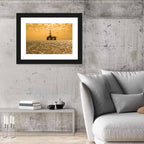 Sunset Oil Rig Silhouette Wall Art