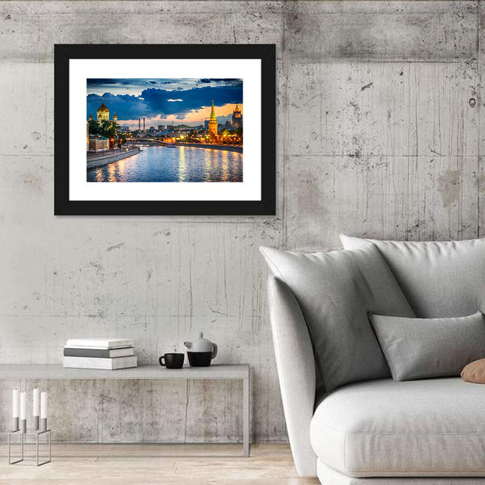 Kremlin on the Moskva River Wall Art in a room, landscape