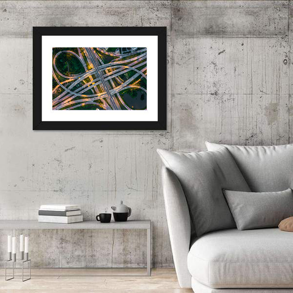 Expressway Junction at Dusk Wall Art in a room, landscape