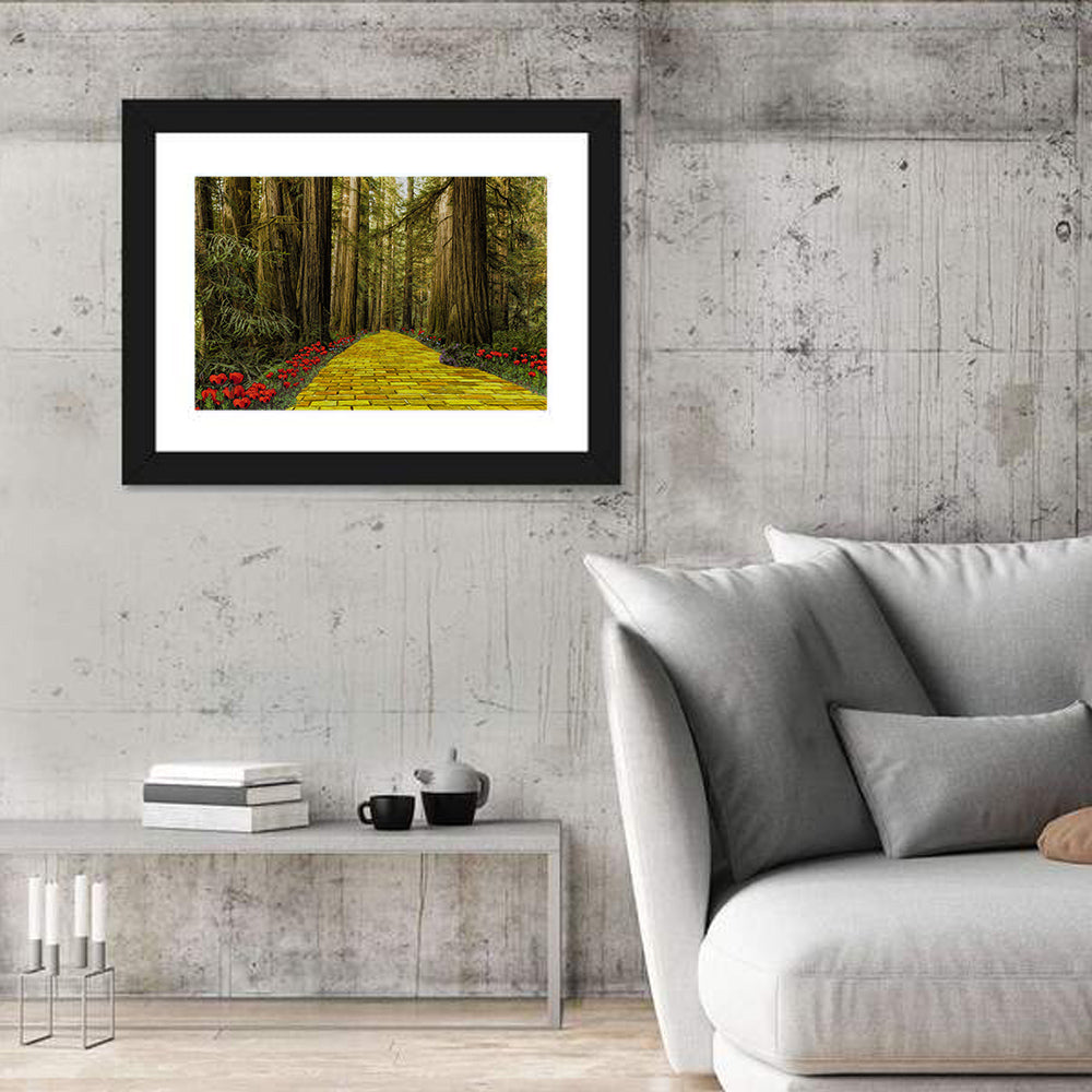 Yellow Brick Path Through Redwoods Wall Art
