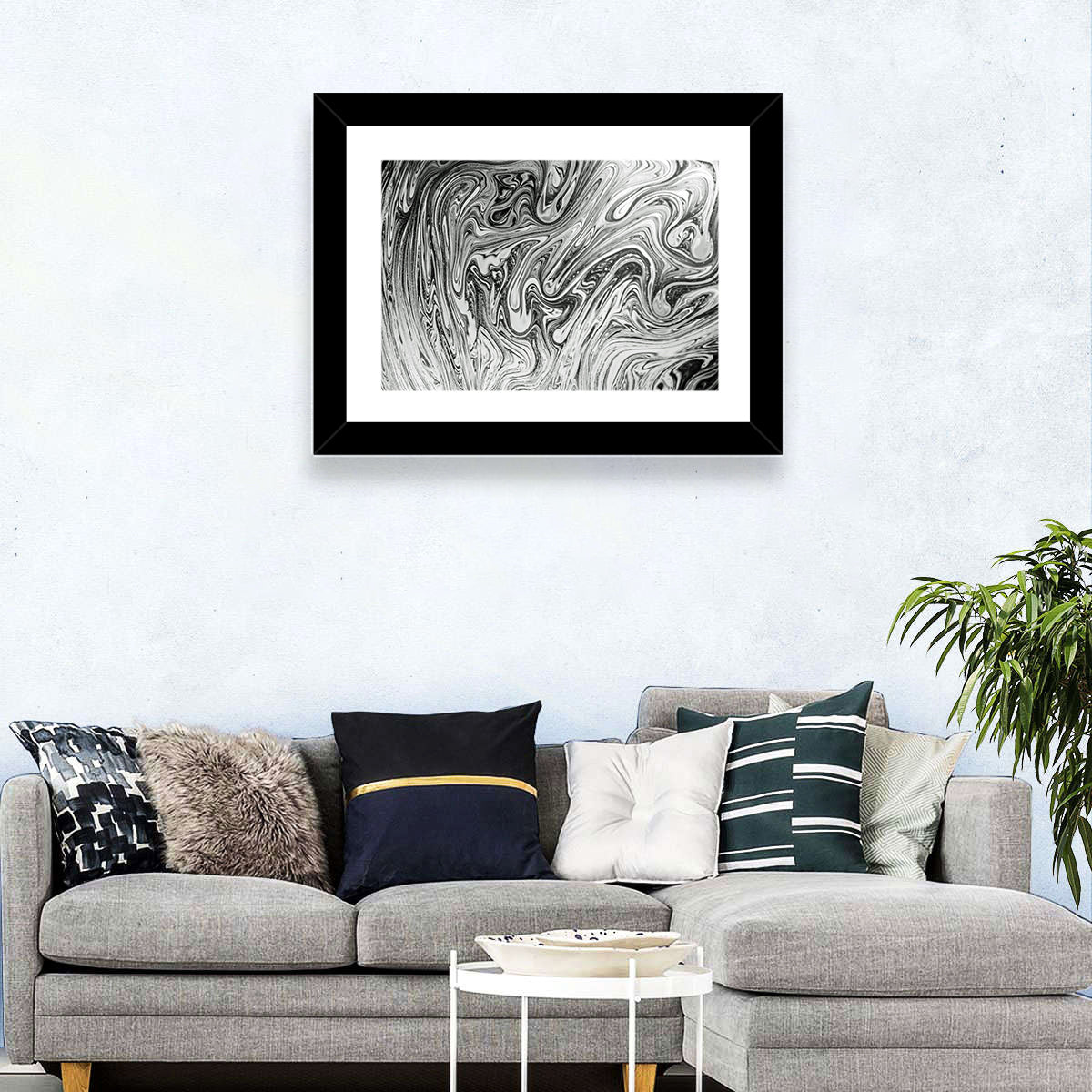 Ink Swirl Monochrome Abstract Wall Art