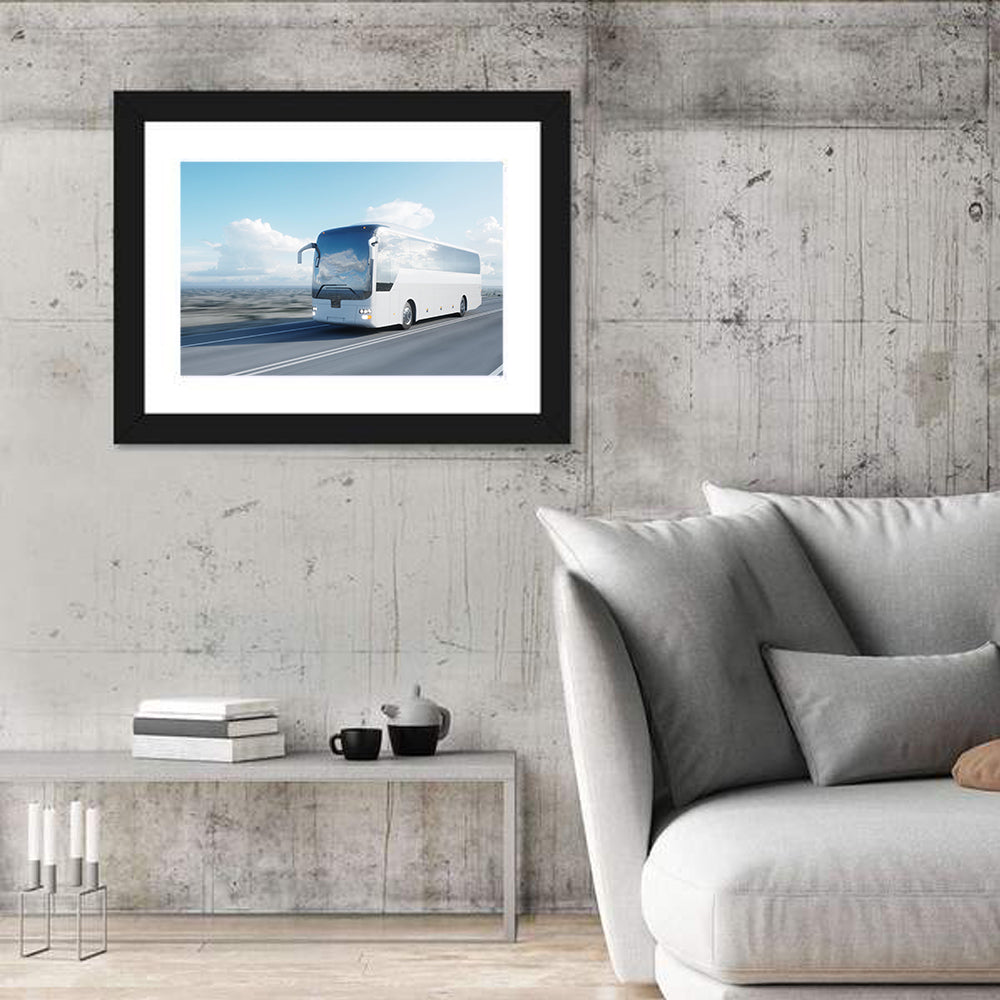 Desert Highway Tour Bus Wall Art in a room, landscape
