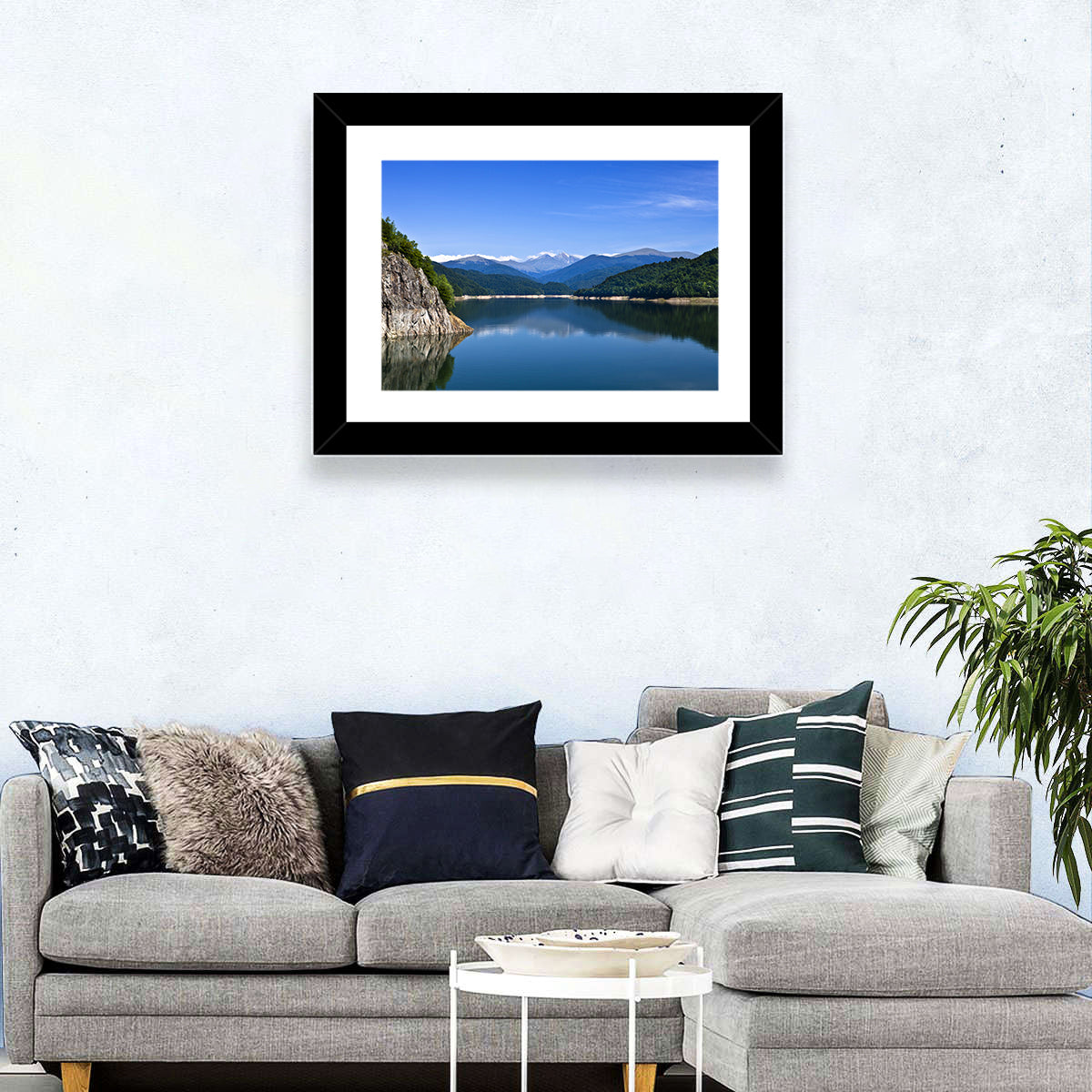 Cliffside Mountain Lake Reflection Wall Art