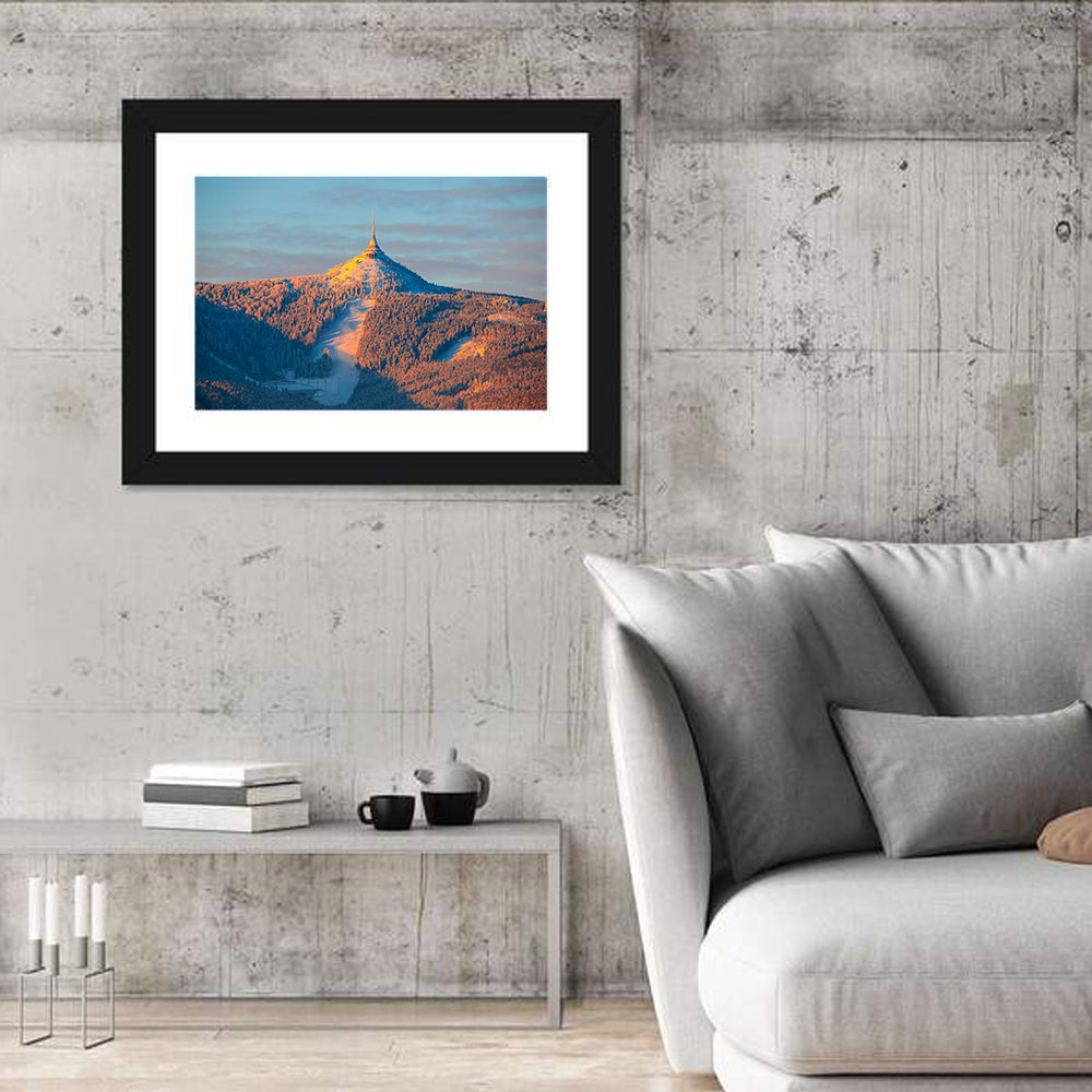 Ještěd Summit at Golden Hour Wall Art