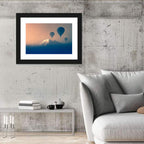 Three Hot Air Balloons Over Misty Peak Wall Art