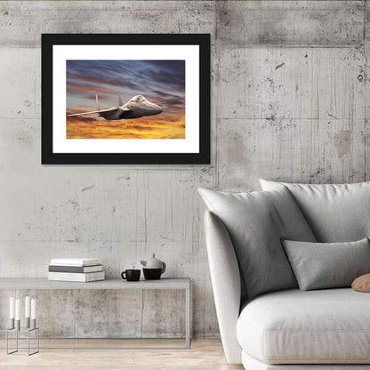 Sunset Fighter Jet Wall Art