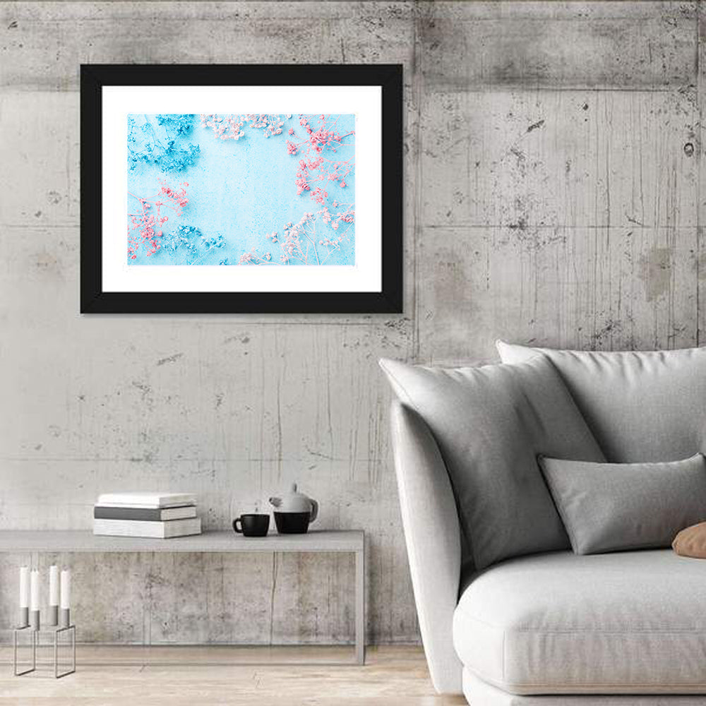 Dyed Babys Breath Arrangement Wall Art