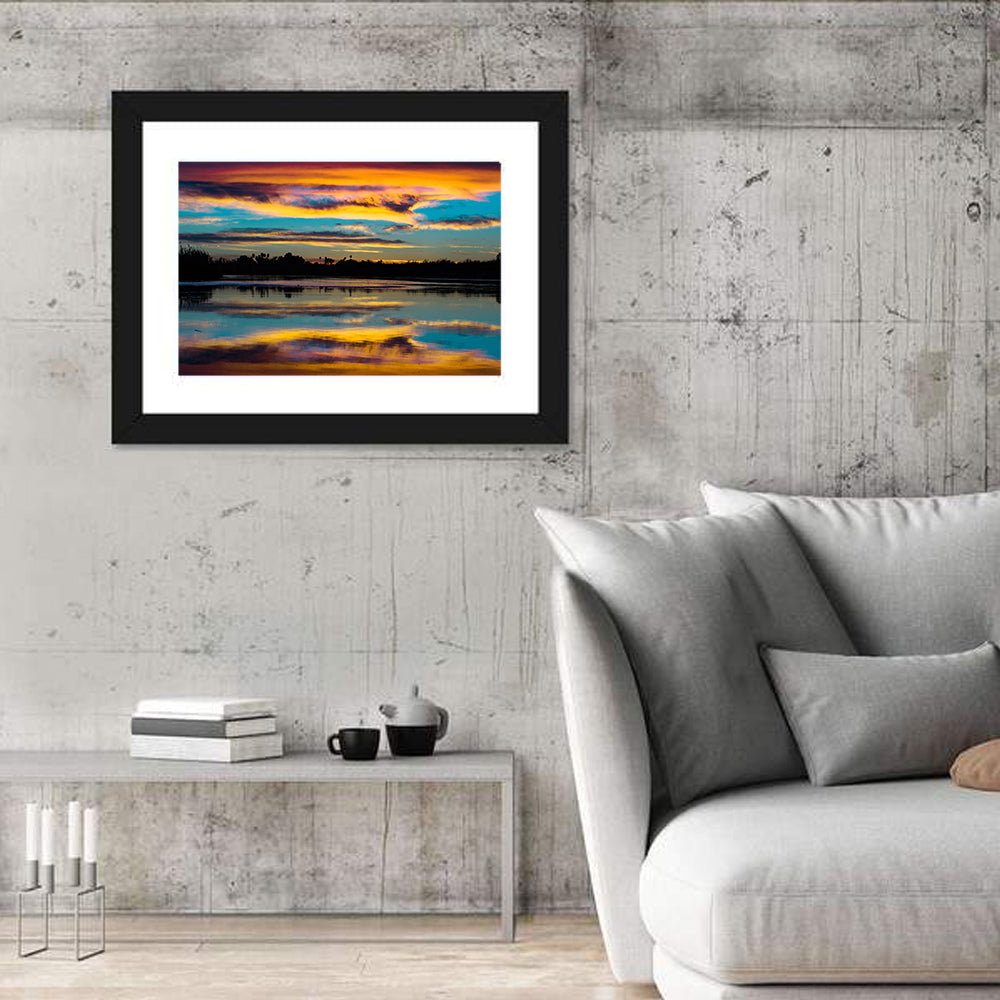 Colorado River Dusk Reflection Wall Art in a room, landscape