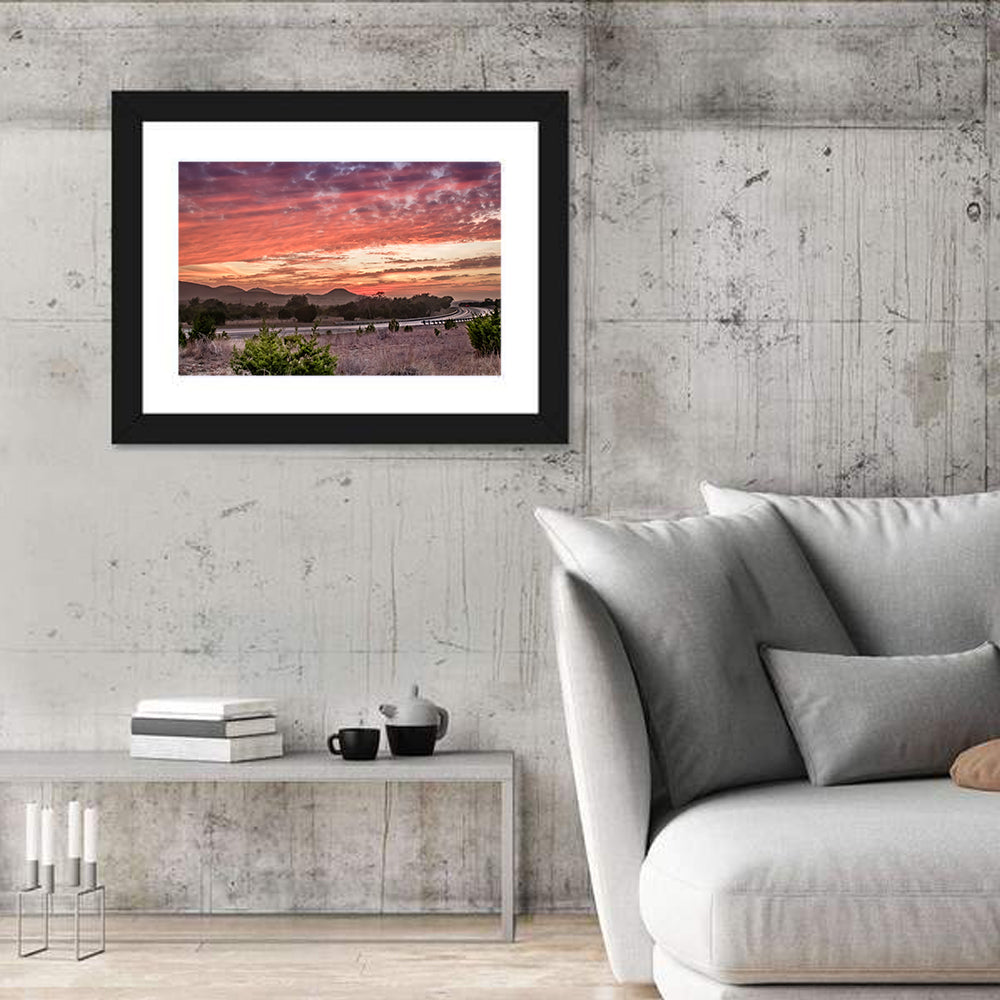 Sunset Curve on Texas Highway 16 Wall Art in a room, landscape