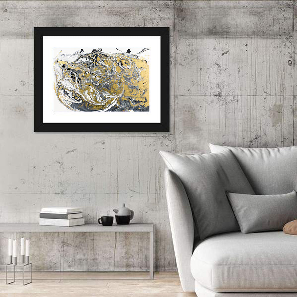 Metallic Gold Marbled Abstract Wall Art