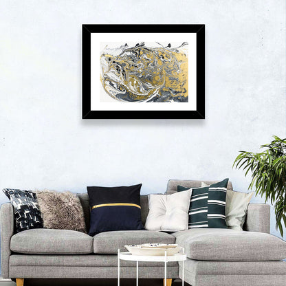Metallic Gold Marbled Abstract Wall Art
