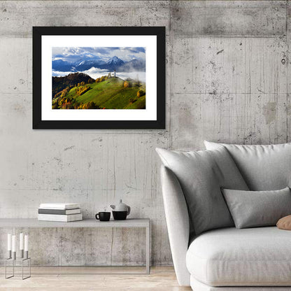 Jamnik Church on Misty Hill Wall Art