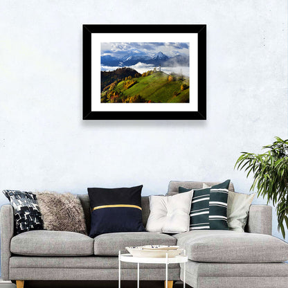 Jamnik Church on Misty Hill Wall Art