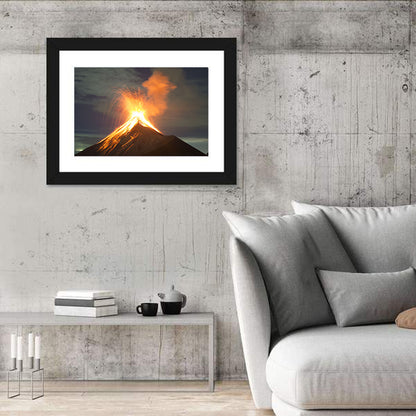 Starry Night Volcano Eruption Wall Art