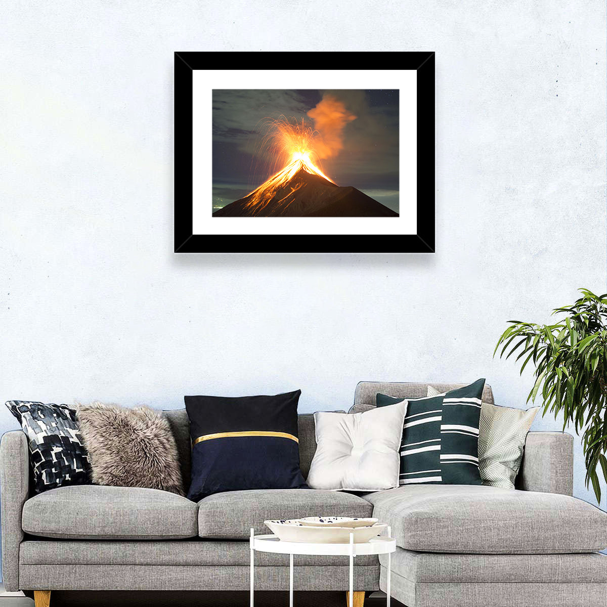 Starry Night Volcano Eruption Wall Art