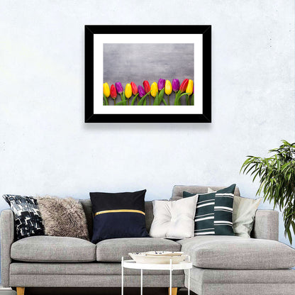 Row of Multicolored Tulips Wall Art