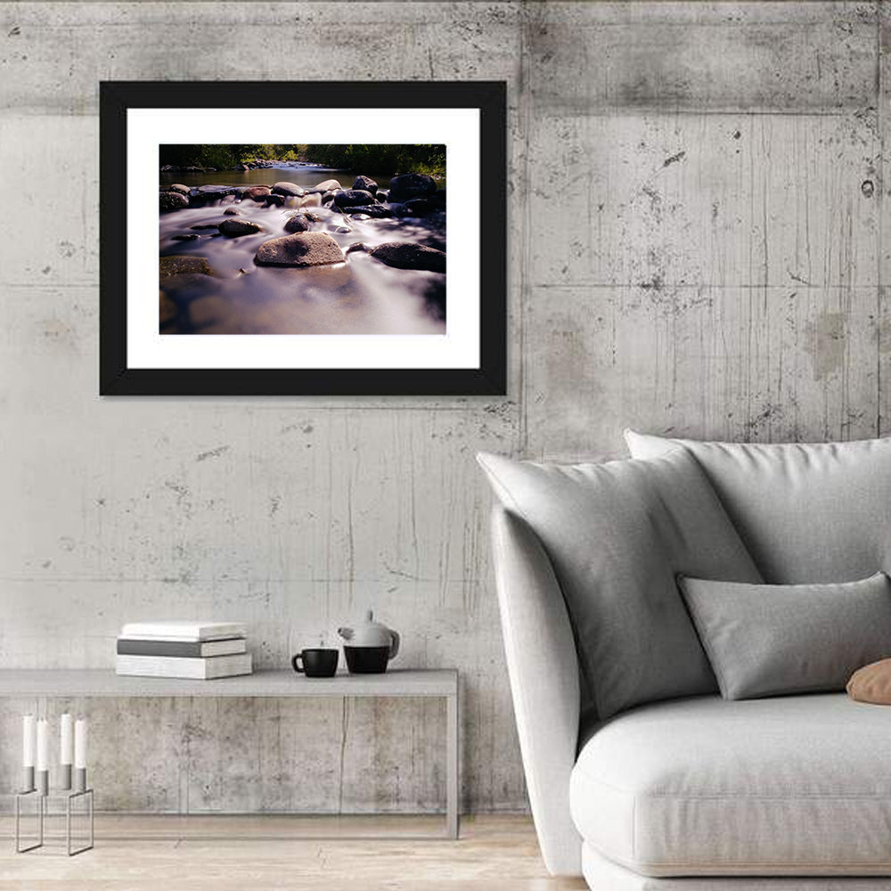 Truckee River Sunlit Rocks Wall Art