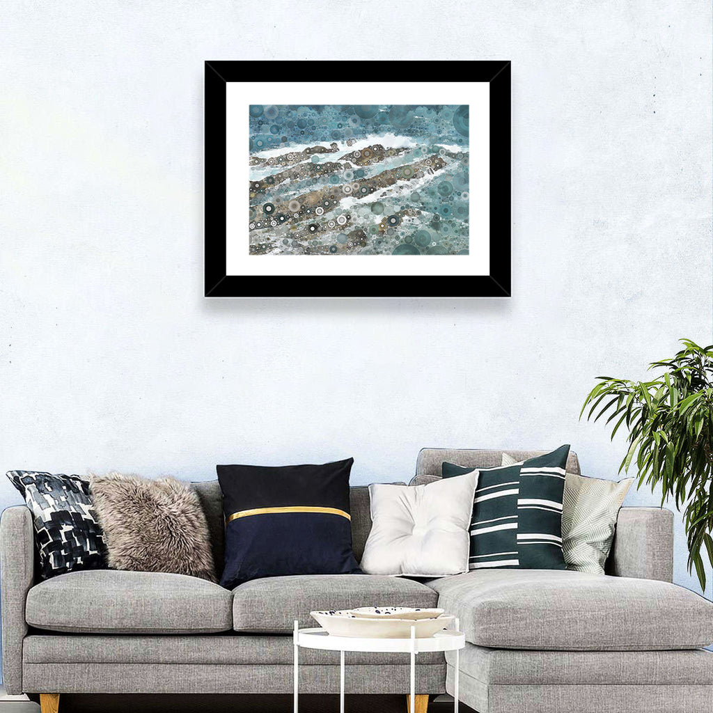Teal Mosaic Ocean Wave Wall Art