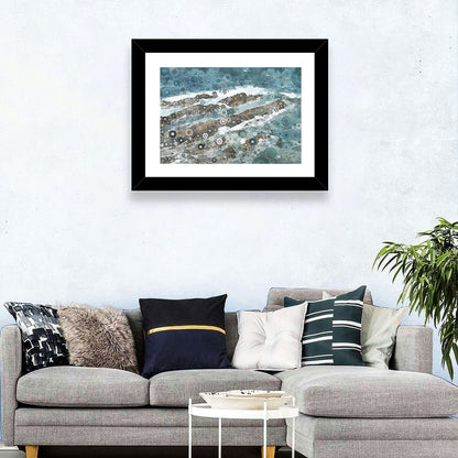 Teal Mosaic Ocean Wave Wall Art